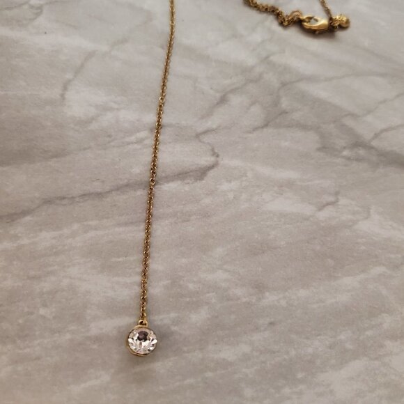 ✨ J.Crew Modern Minimalist Rhinestones Crystal Pave Pendant Necklace ✨ - Picture 2 of 10